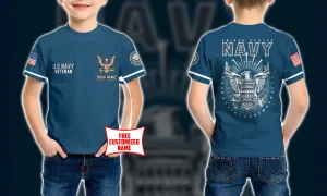 Personalized Custom Name 3D US Navy Veteran Ver2 Kid Tshirt QT303180