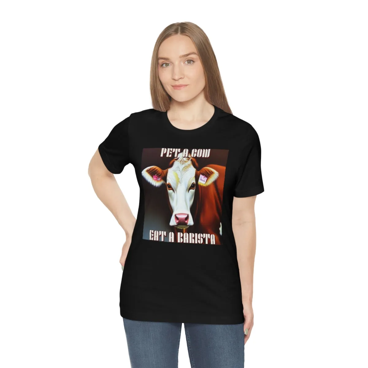PET A COW EAT A BARISTA Short Sleeve Tee