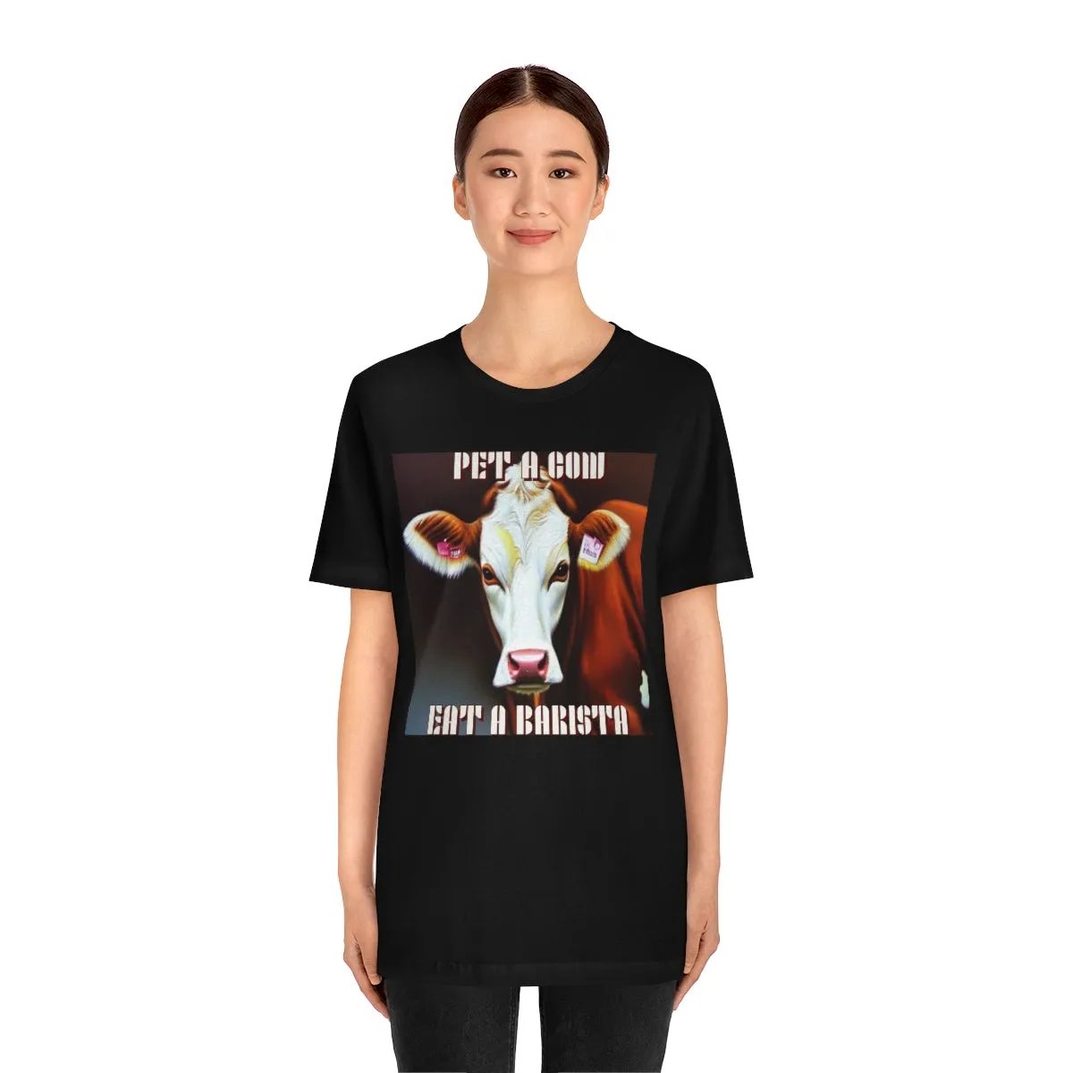 PET A COW EAT A BARISTA Short Sleeve Tee