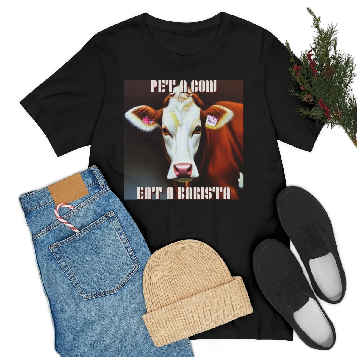 PET A COW EAT A BARISTA Short Sleeve Tee