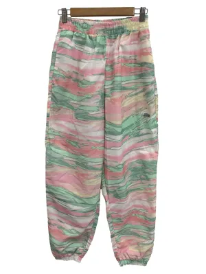 Pink Green Abstract Printed Nylon Pants