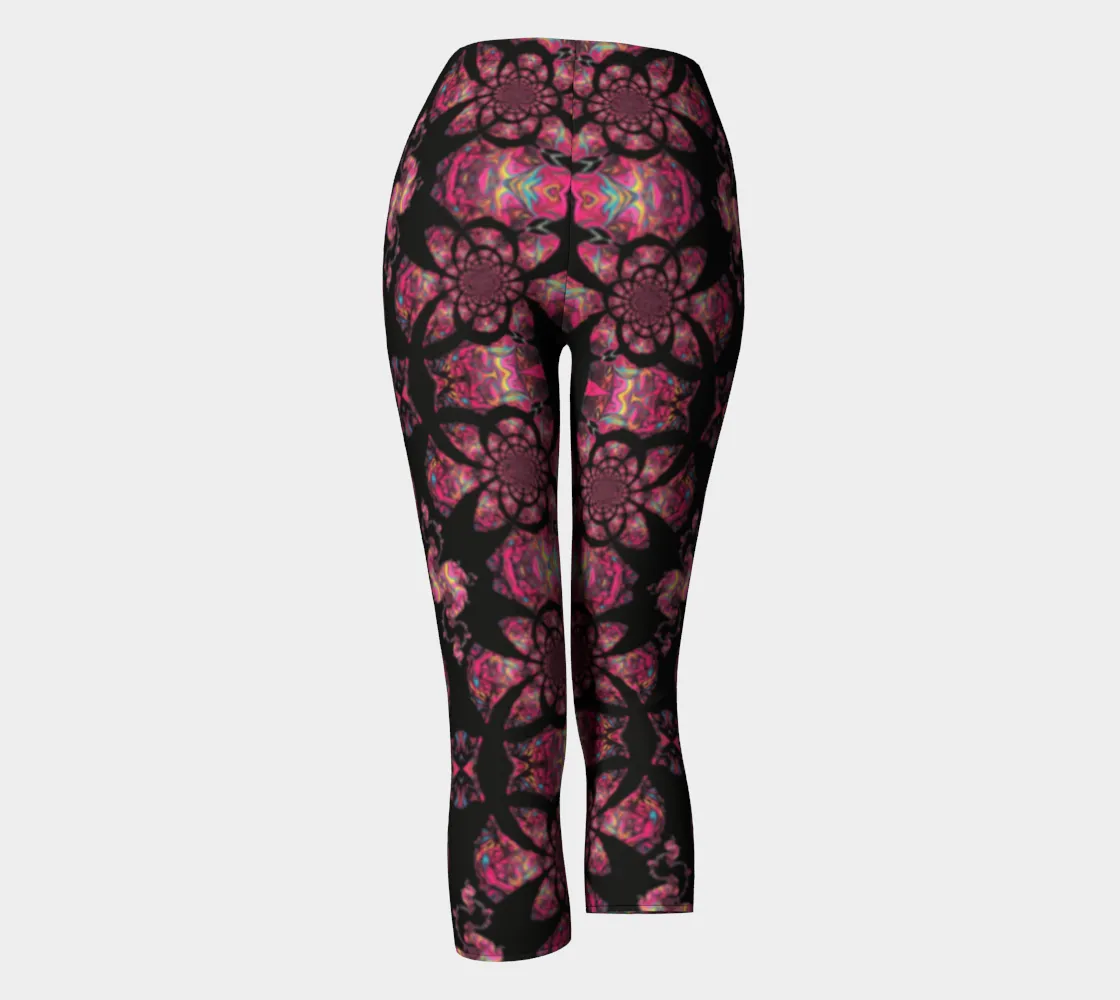 Pink Paisley Pattern Capri Leggings