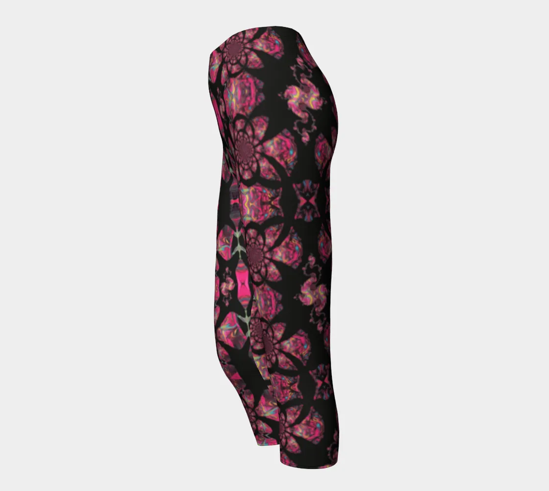 Pink Paisley Pattern Capri Leggings