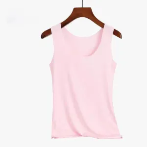 Pink satin sleeveless top