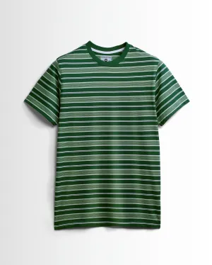 Premium Yarn Striped Cotton T-Shirts (Green/White)