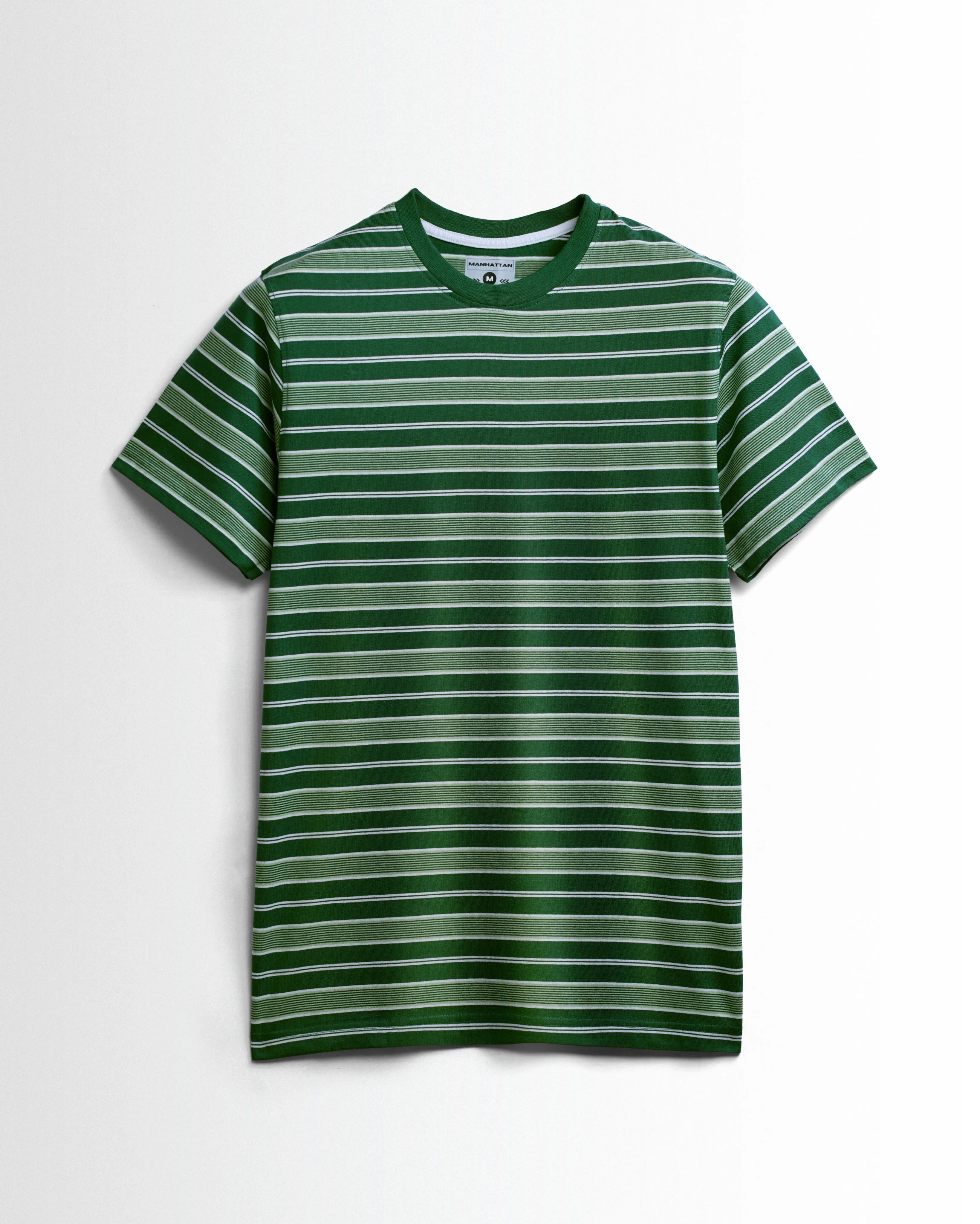 Premium Yarn Striped Cotton T-Shirts (Green/White)