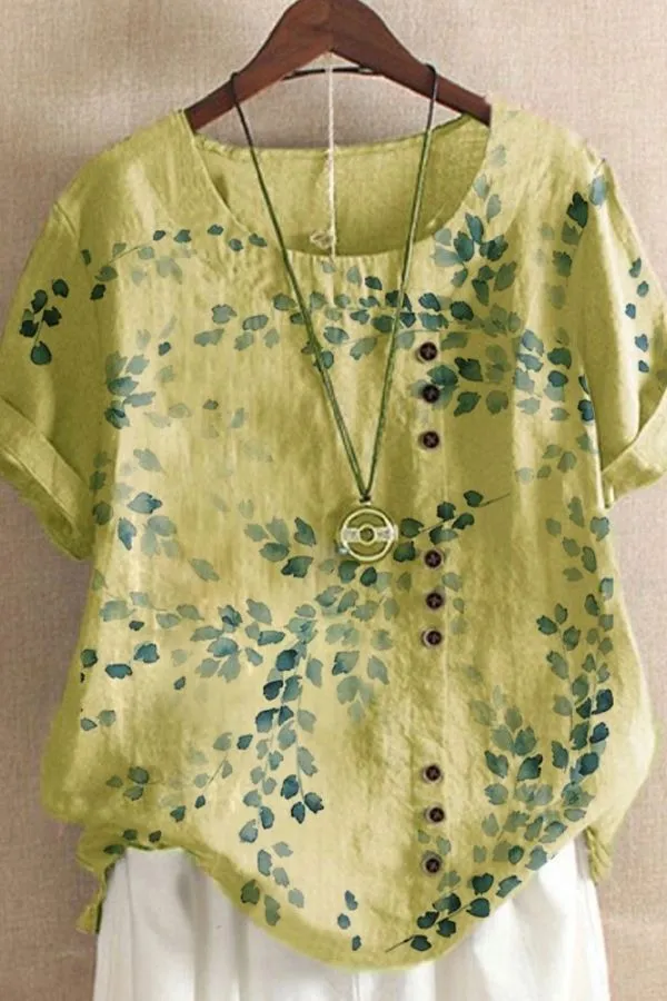 Printing Round Neck Blouse (Fit up to 250lbs)