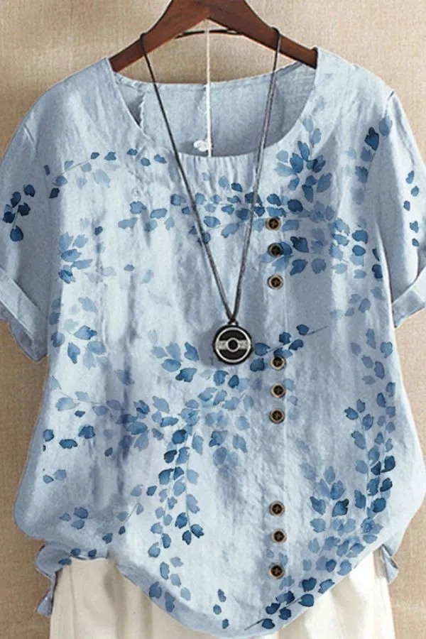 Printing Round Neck Blouse (Fit up to 250lbs)