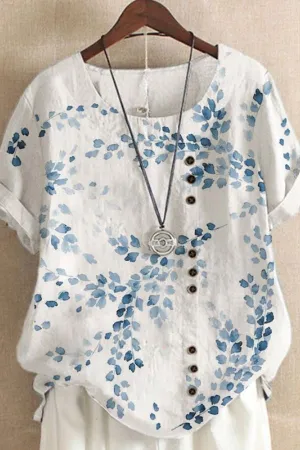 Printing Round Neck Blouse (Fit up to 250lbs)