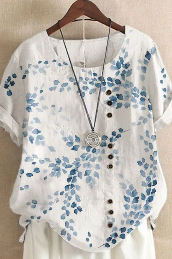 Printing Round Neck Blouse (Fit up to 250lbs)