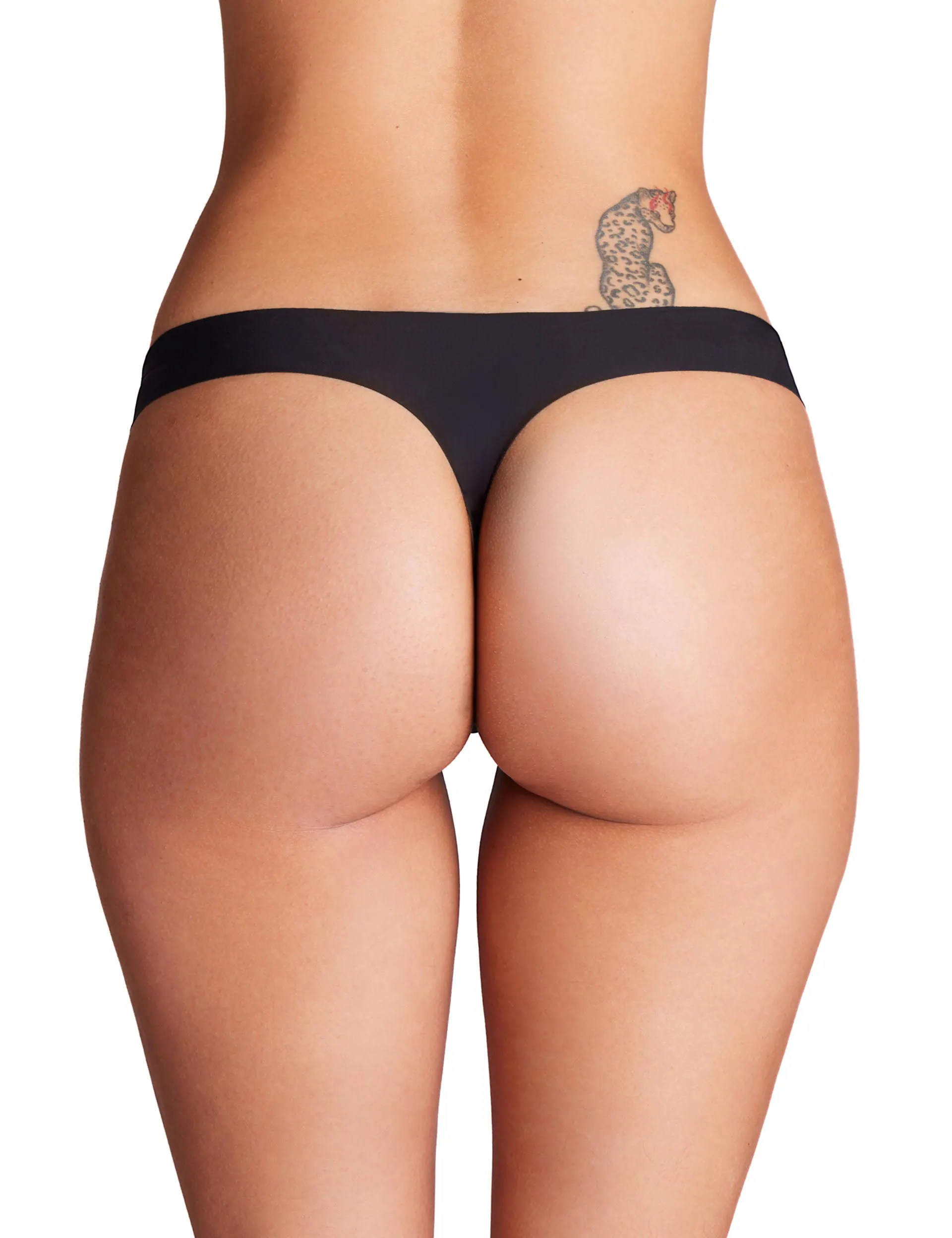 Pure Stretch 3-Pack No Show Thong - Black/Steel