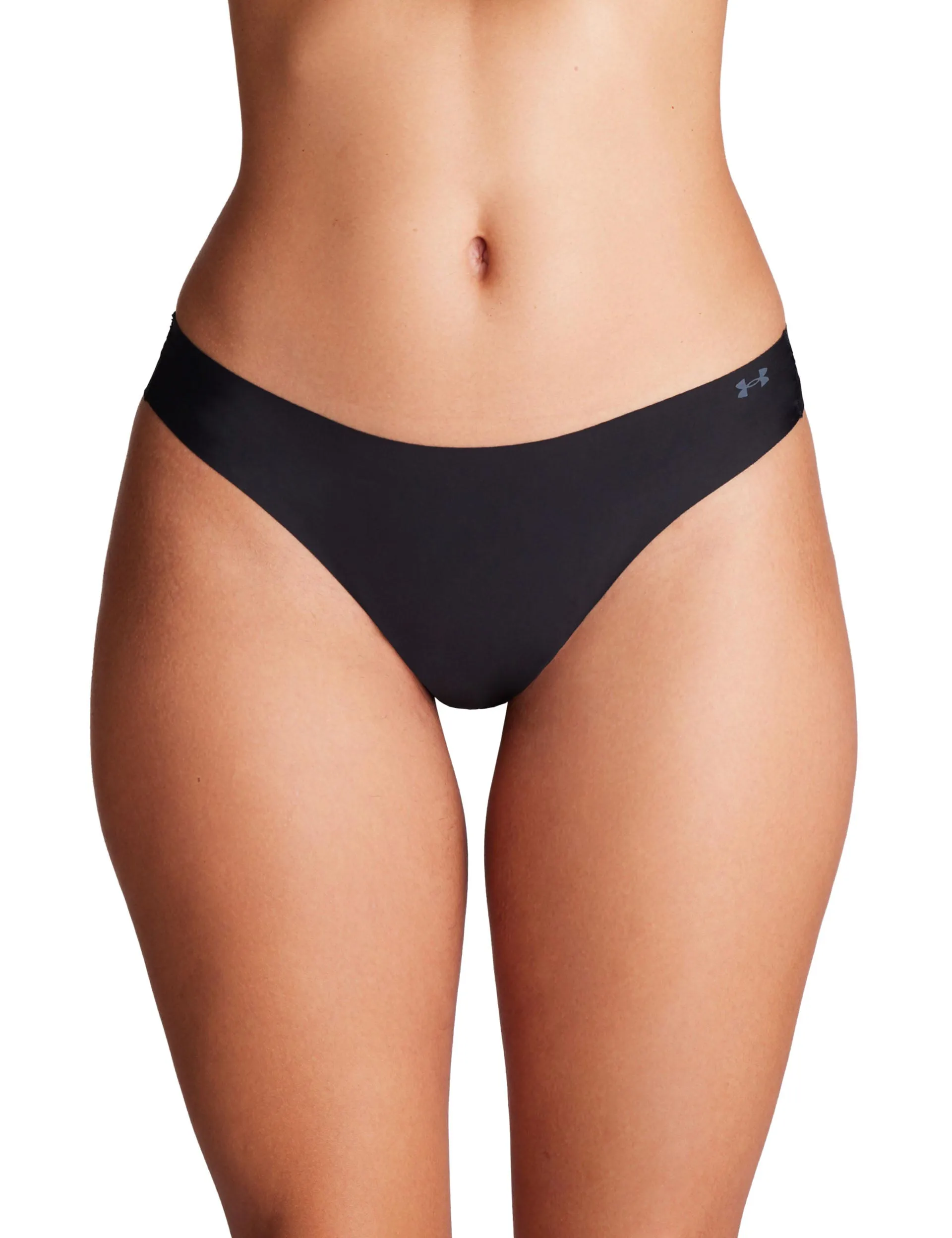 Pure Stretch 3-Pack No Show Thong - Black/Steel