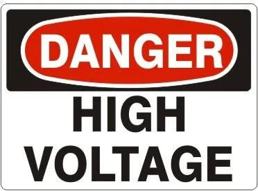 "DANGER HIGH VOLTAGE" - Safety Sign, Rigid Plastic, 10"x14"