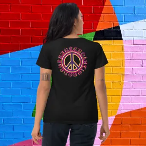 "PEACE" Women's Short Sleeve Embroidered T-shirt (Pink Theme)