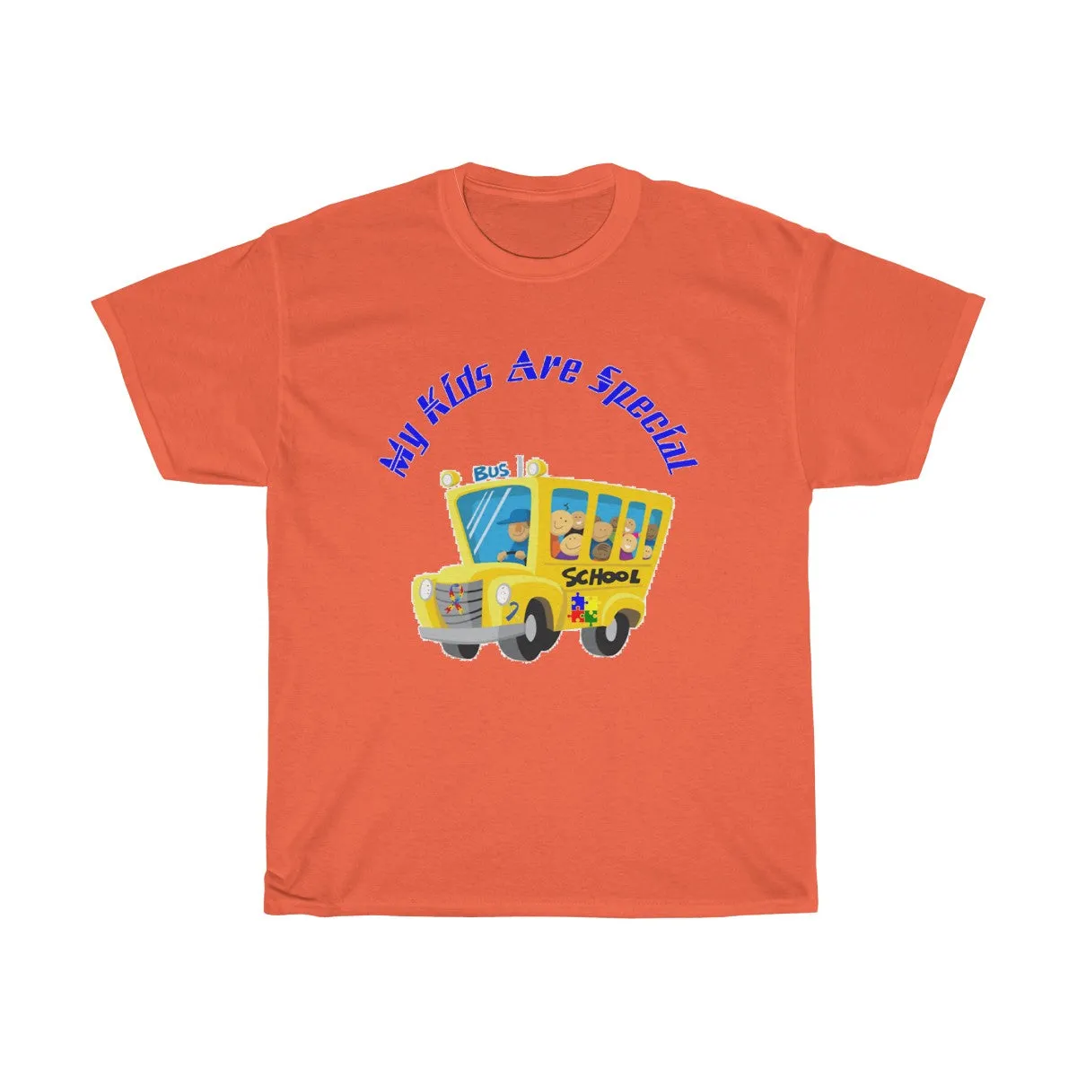 "Schoolbus Special Kids" Blue Letters Unisex Heavy Cotton Tee