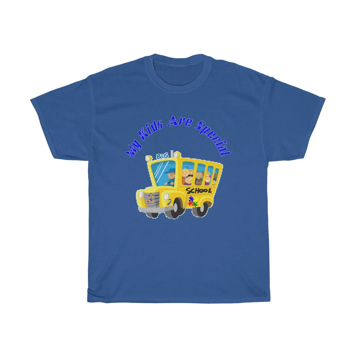 "Schoolbus Special Kids" Blue Letters Unisex Heavy Cotton Tee