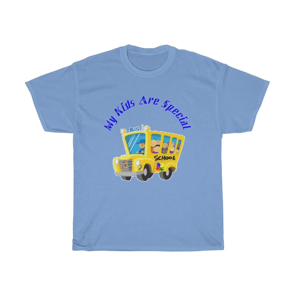 "Schoolbus Special Kids" Blue Letters Unisex Heavy Cotton Tee