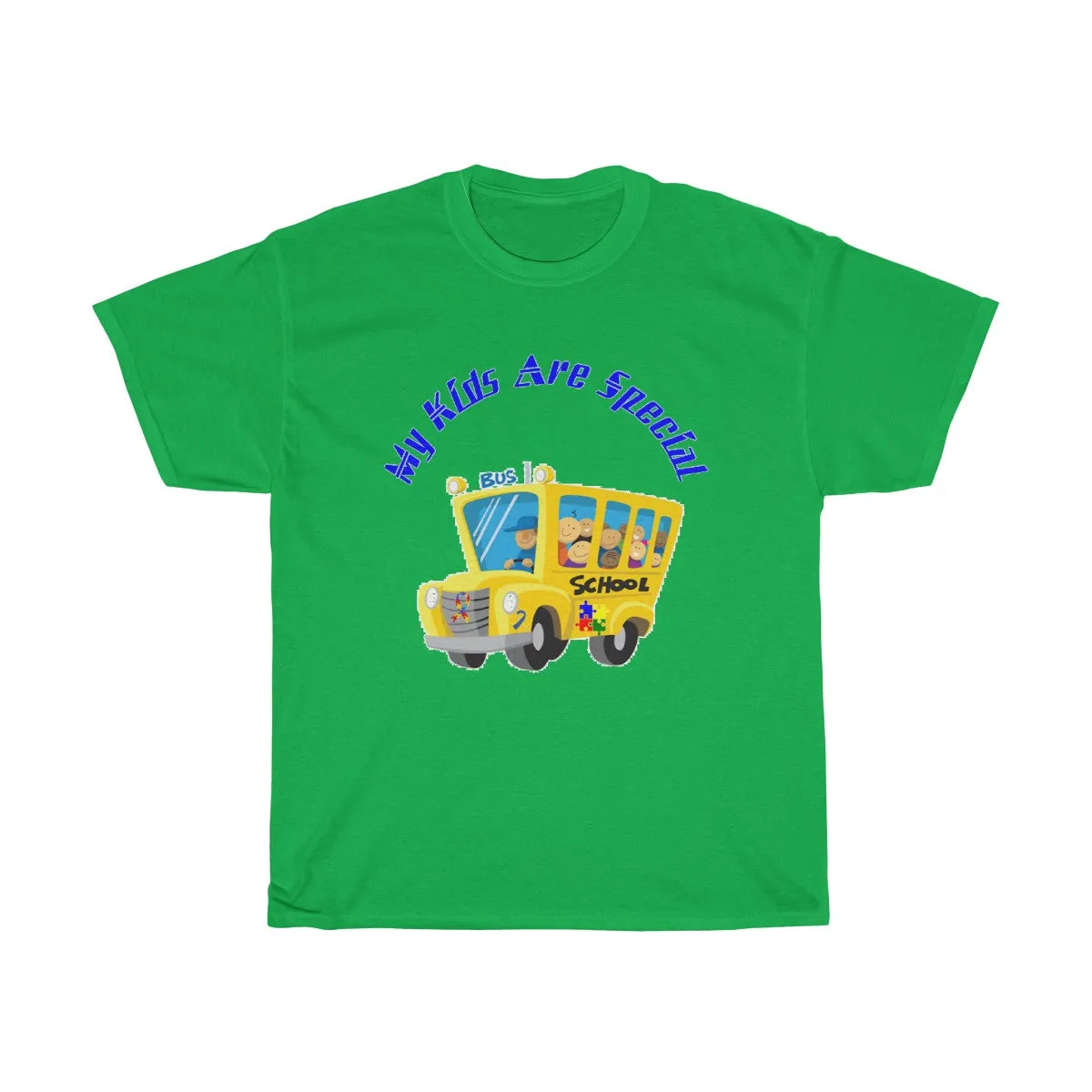 "Schoolbus Special Kids" Blue Letters Unisex Heavy Cotton Tee