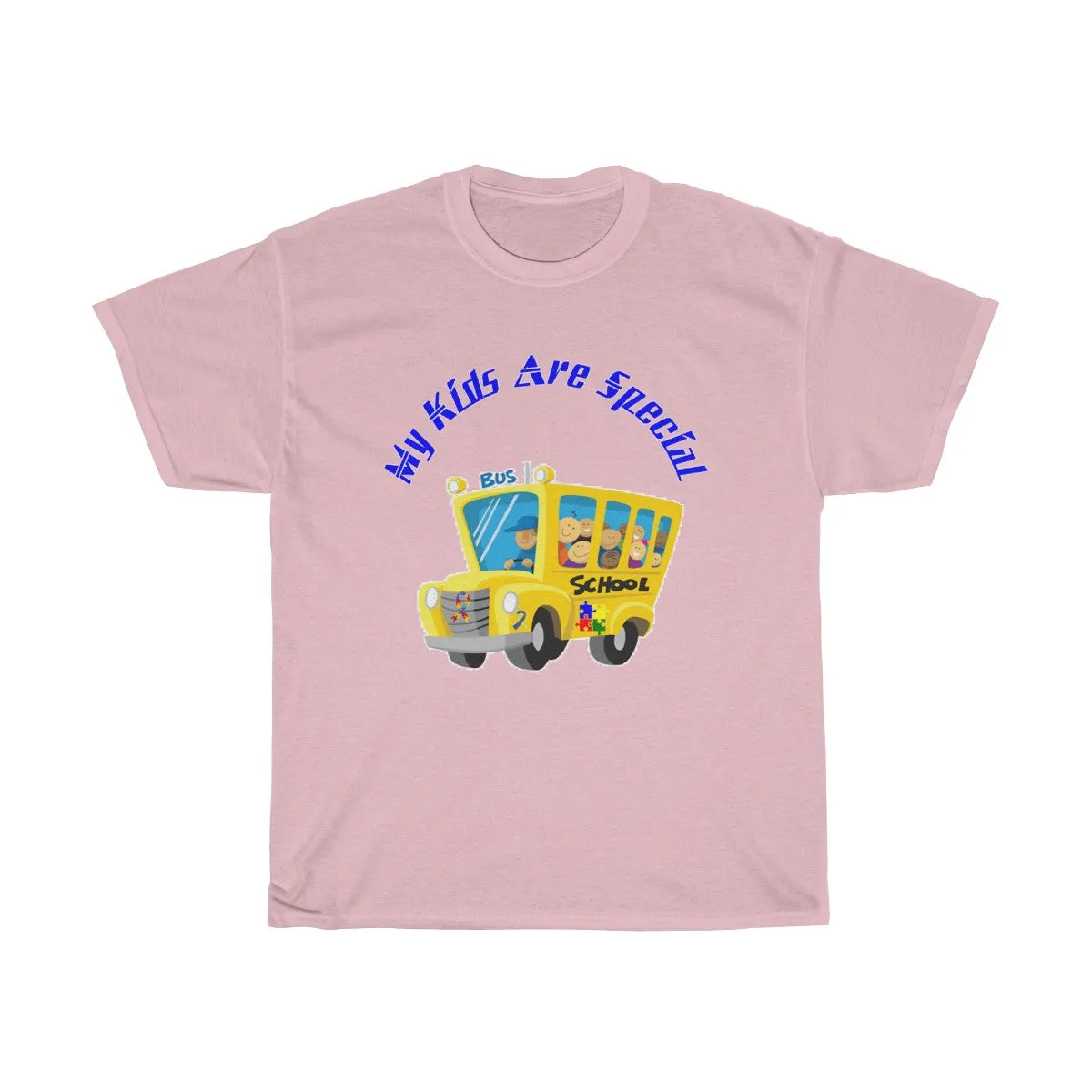 "Schoolbus Special Kids" Blue Letters Unisex Heavy Cotton Tee