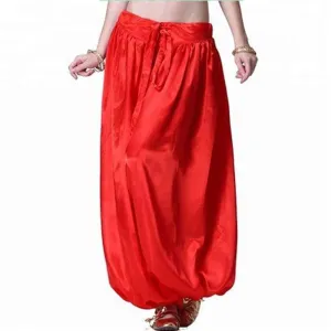 Red Satin Harem Pants