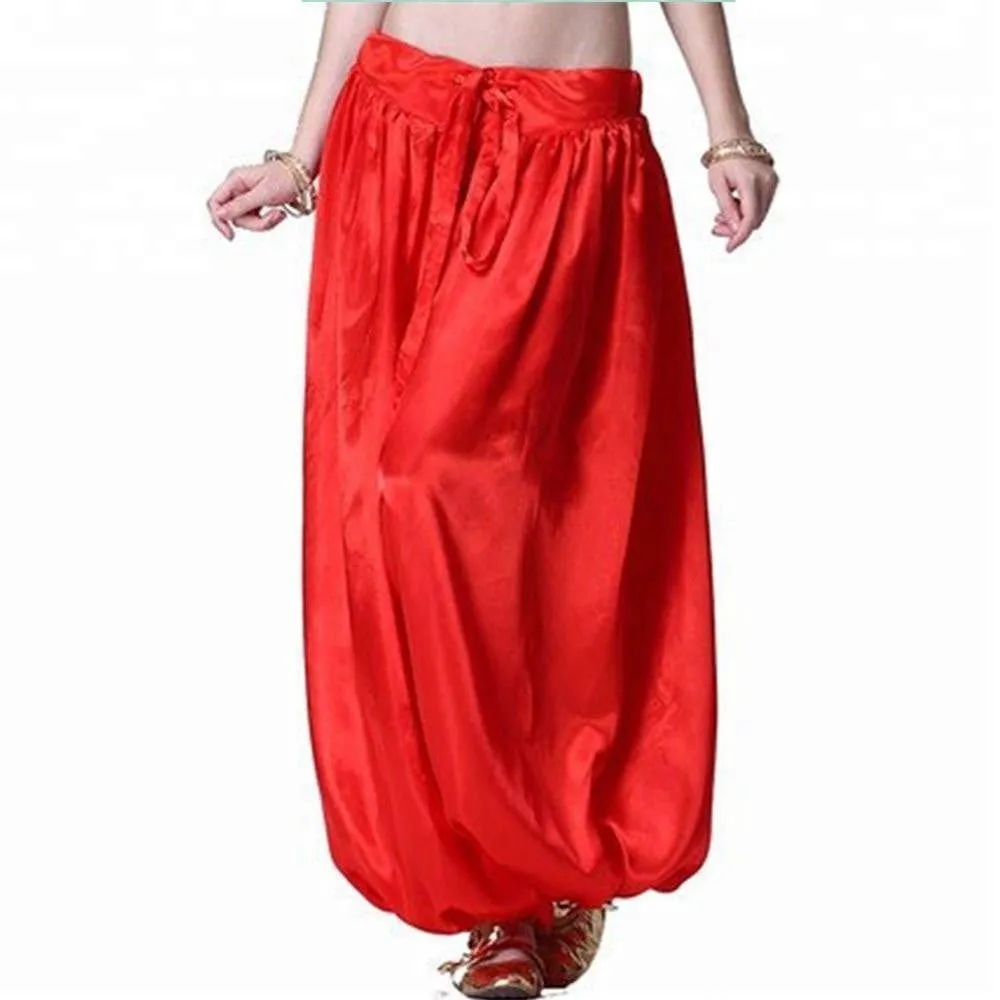 Red Satin Harem Pants