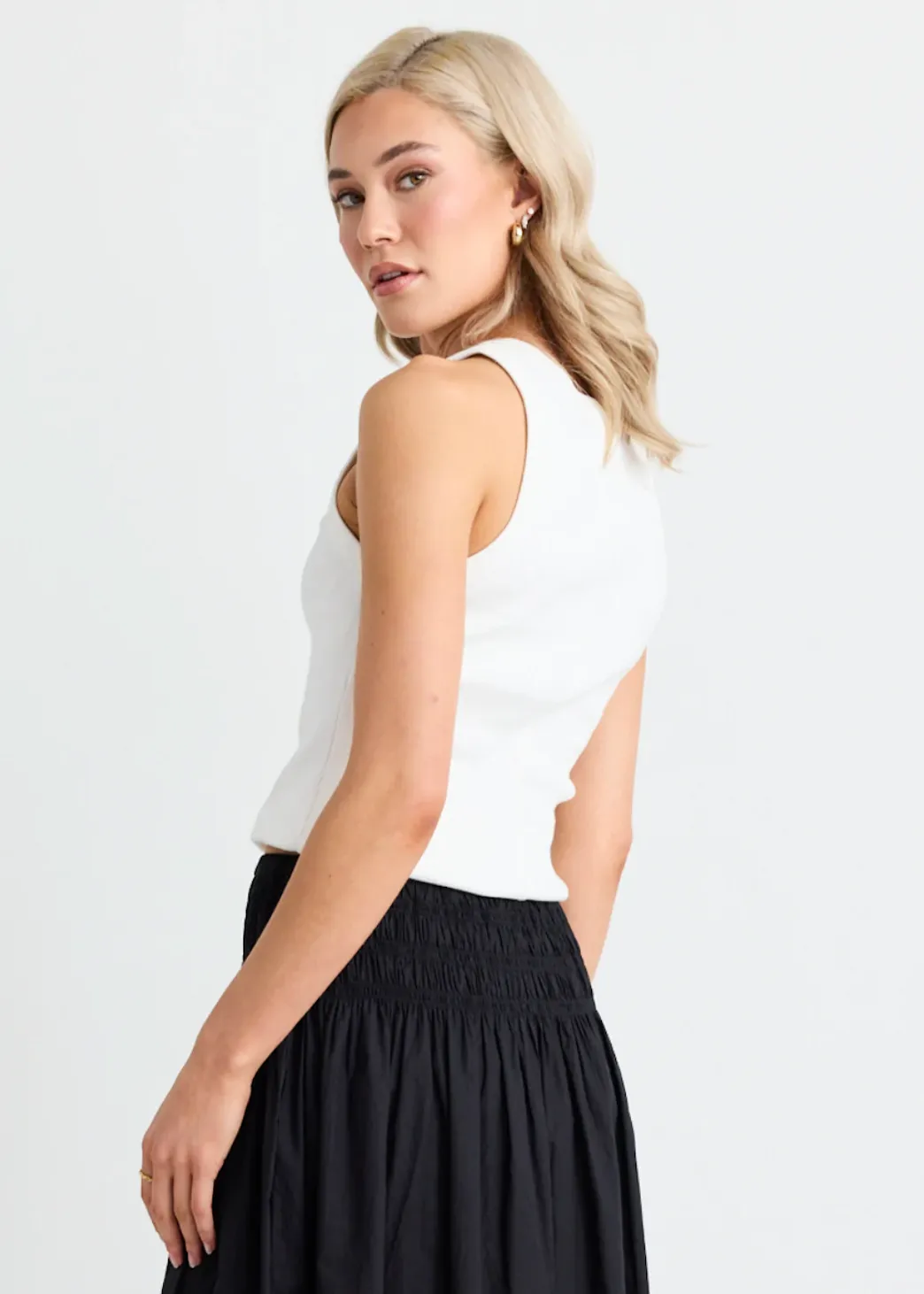 RE:UNION Cobble Rib Cutaway Tank - Ivory