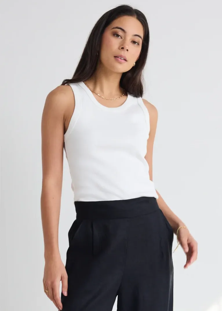 RE:UNION Cobble Rib Cutaway Tank - Ivory