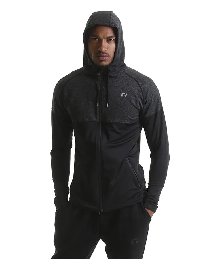 RIPT Colour Block Performance Hooded Jacket - Grey Marl-Black