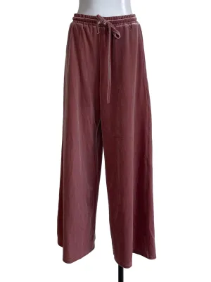 Rose Pink Velvet Long Pants