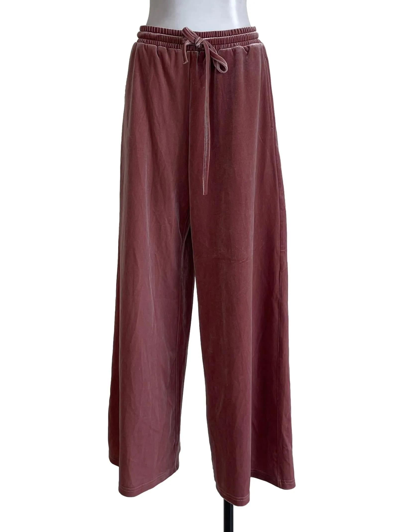 Rose Pink Velvet Long Pants