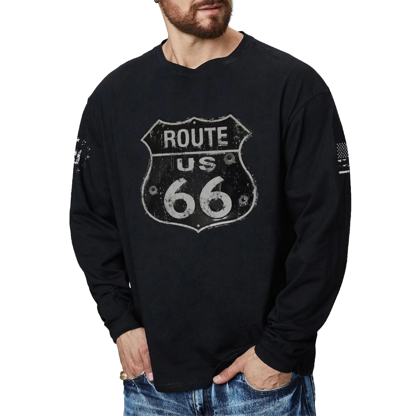 ROUTE 66 GRAPHIC LONG SLEEVE T-SHIRT