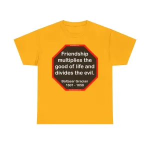 S2T- Friendship multiplies the good of life and divides the evil.    -  Baltasar Gracian  1601 - 1658 - blks2t