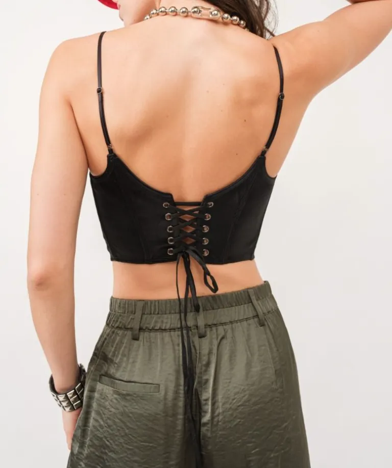 Satin Cut Out Corset Top