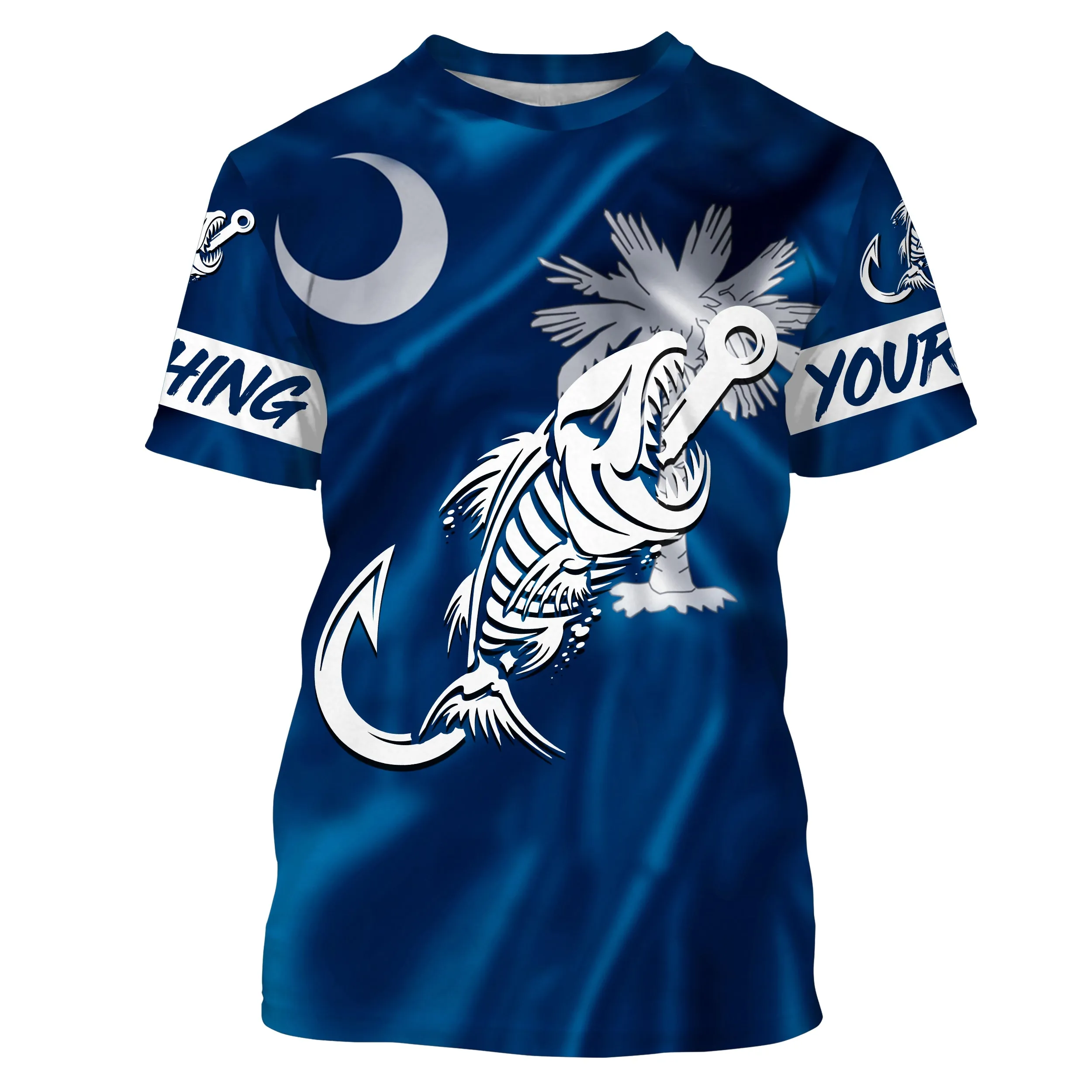 SC Fishing Custom South Carolina Flag Fish hook skull fishing shirts | Tshirt - NPQ692