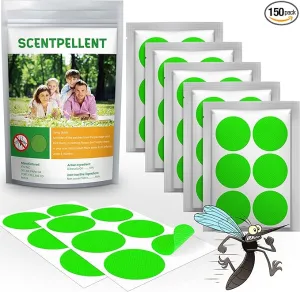 Scentpellent 150 Pack Mosquito Stickers for Kids and Adults, Deet Free Natural Citronella Mosquito Patches for Indoor Outdoor Traveling Camping Hiking
