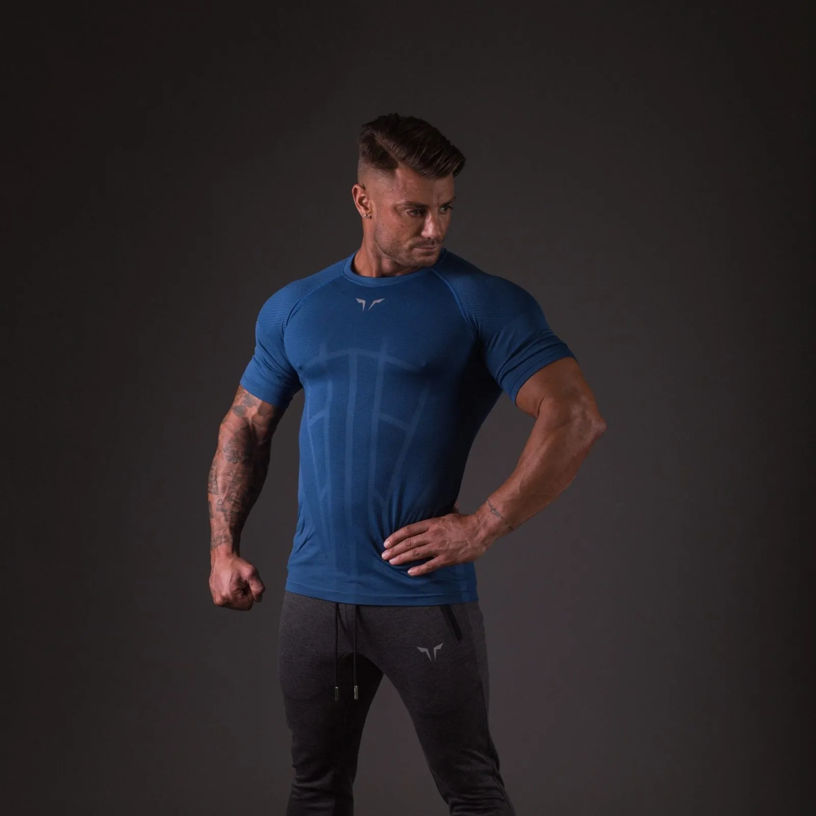 Seamless Spyder Tee - Cobalt Blue in Half Sleeves