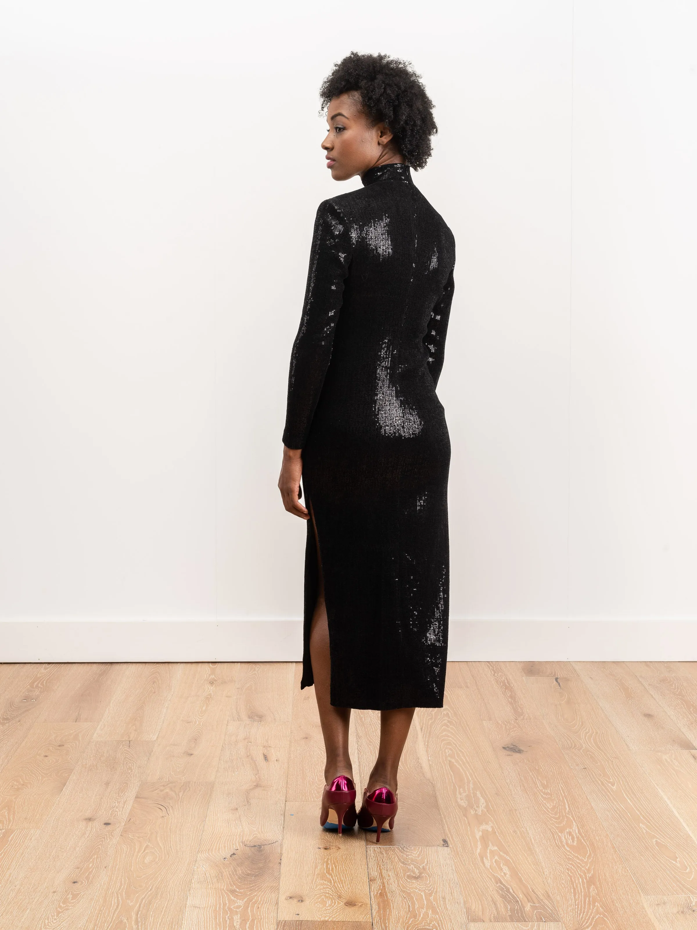 sequin slit dress