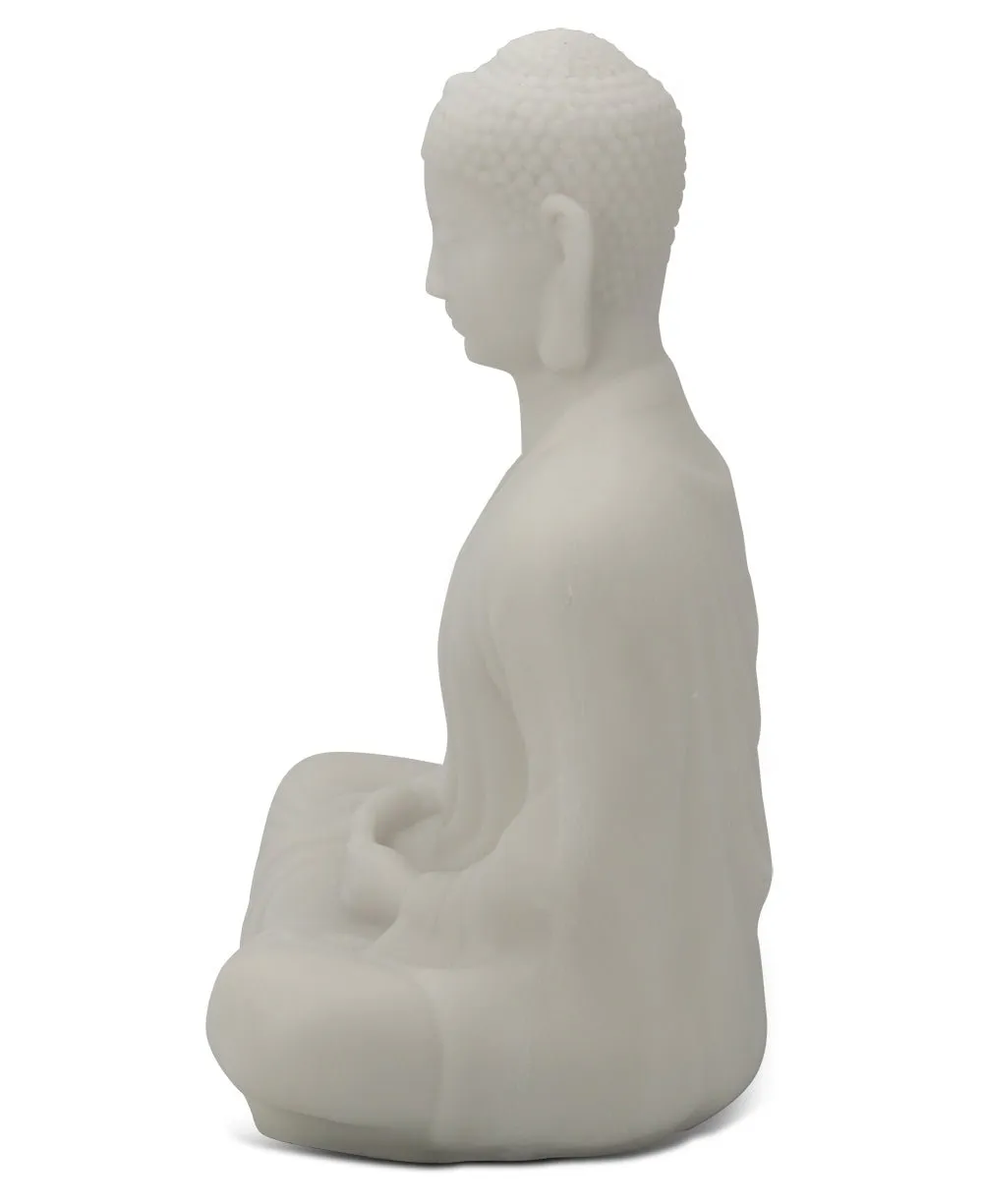 Serene Buddha Statue in Pearl White Finish
