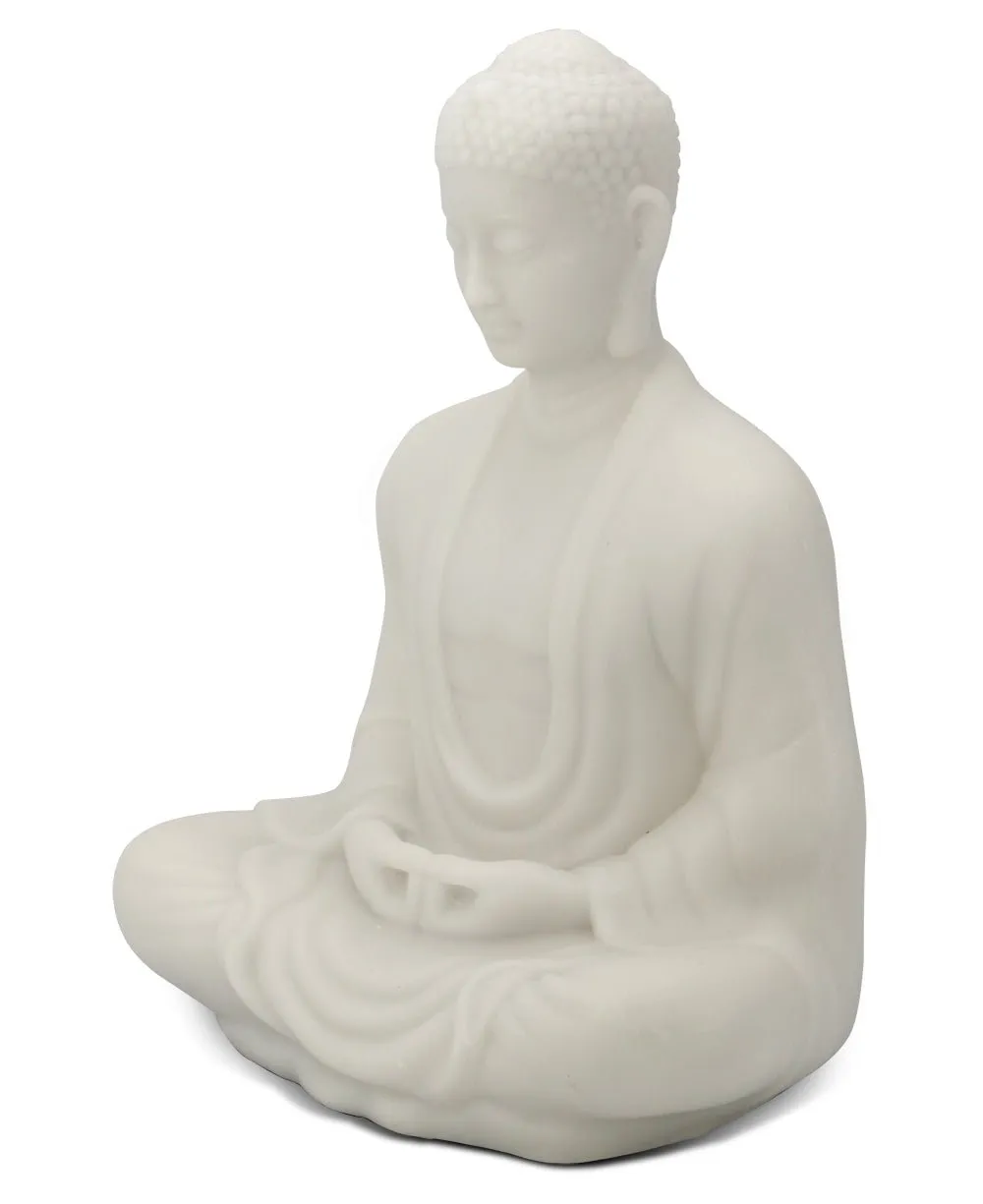 Serene Buddha Statue in Pearl White Finish