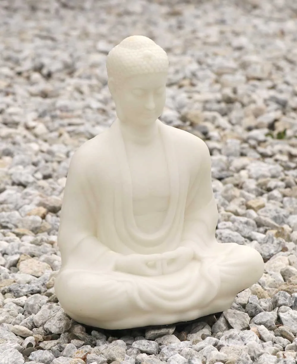 Serene Buddha Statue in Pearl White Finish