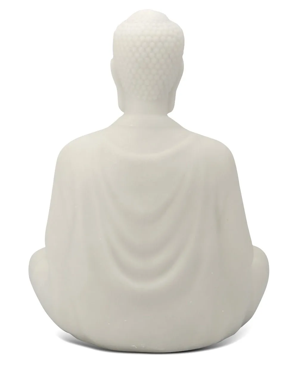 Serene Buddha Statue in Pearl White Finish