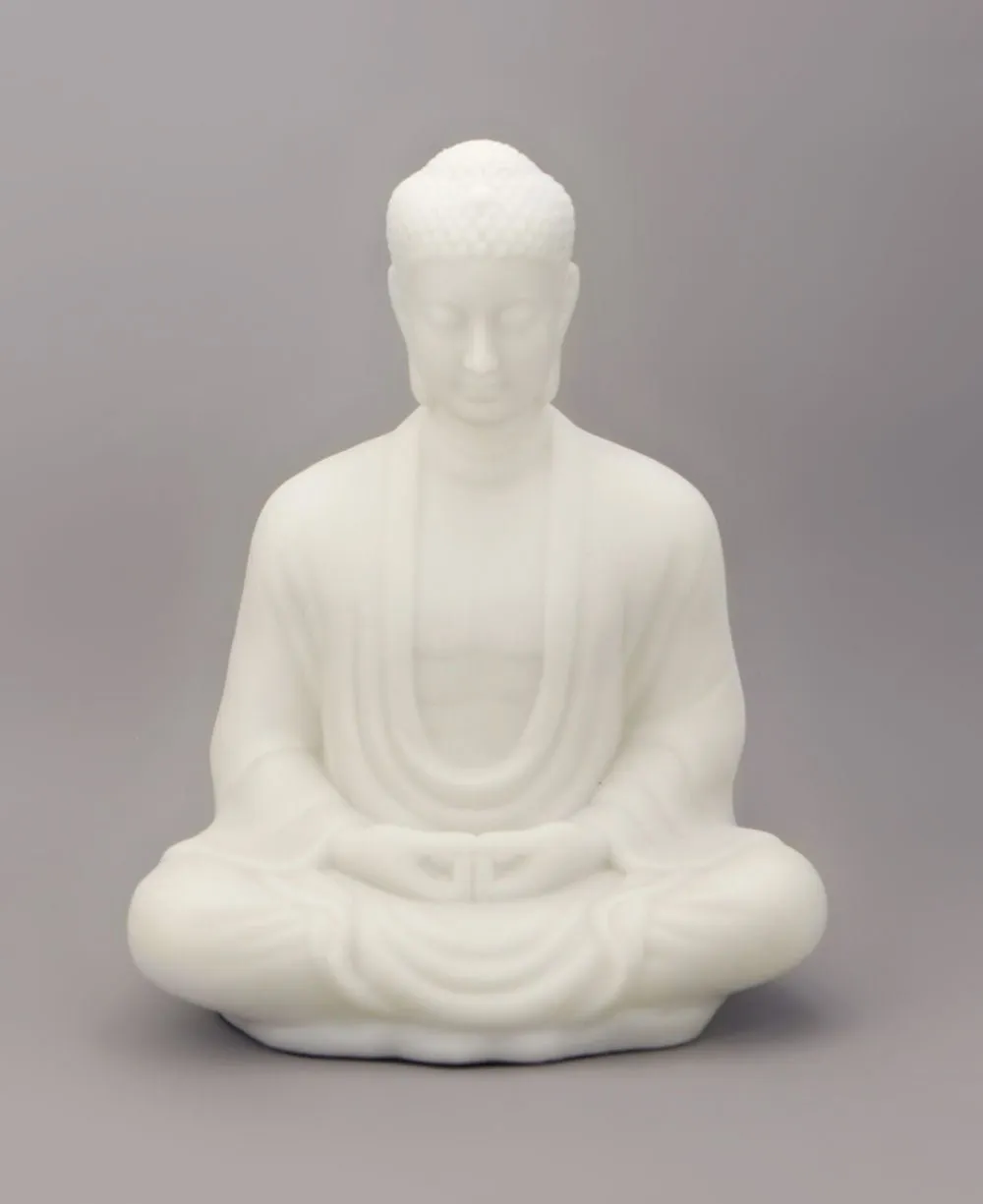 Serene Buddha Statue in Pearl White Finish