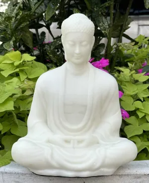 Serene Buddha Statue in Pearl White Finish