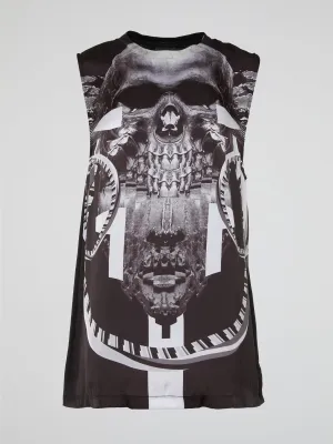 Skull Print Sleeveless Dress