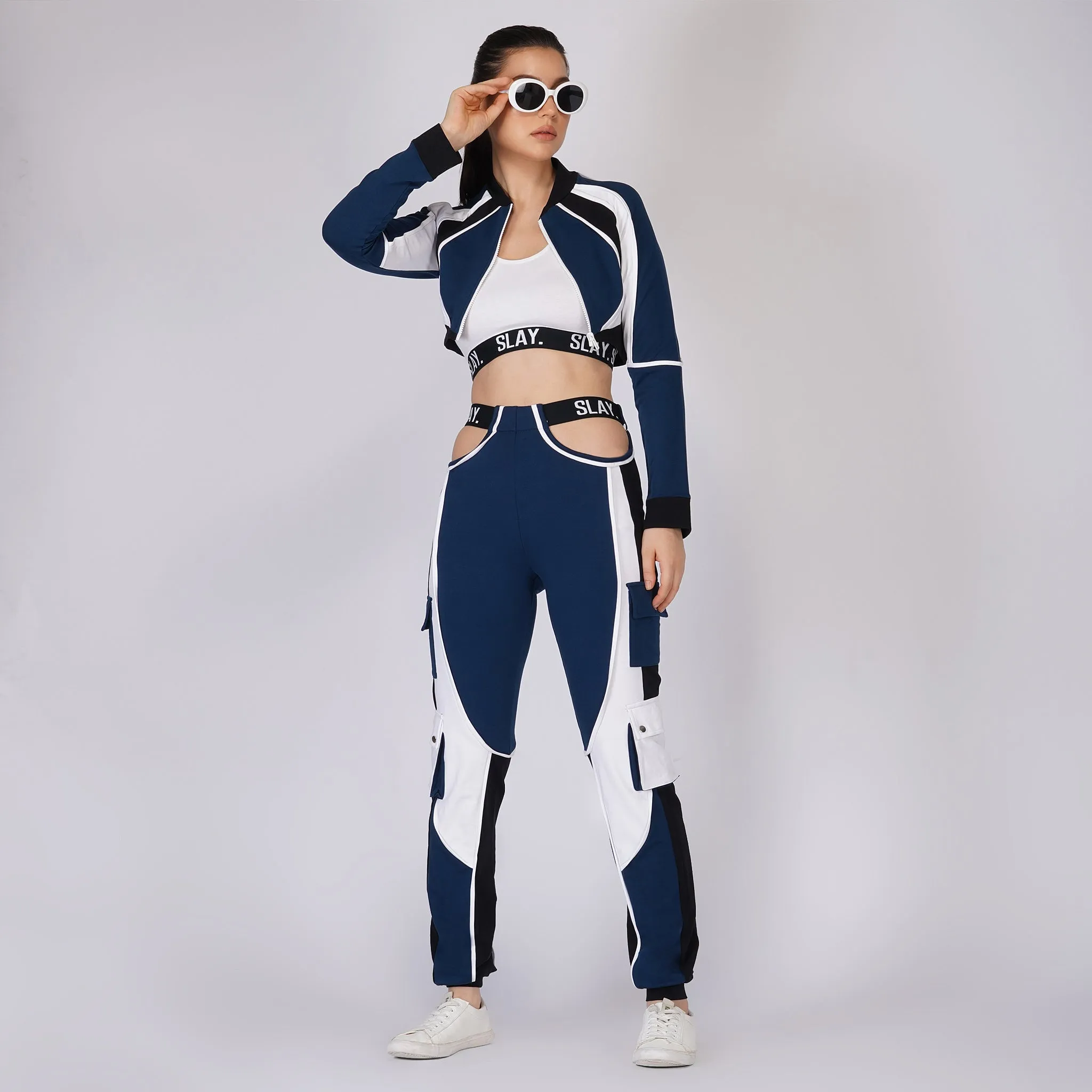 SLAY. Women's Activewear White Crop Top