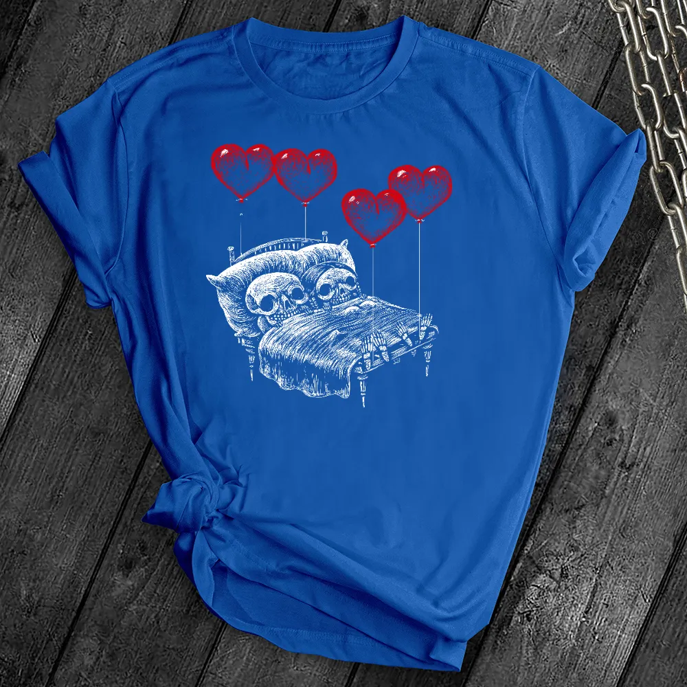 Sleepy Skeletons Heart Balloons Tee