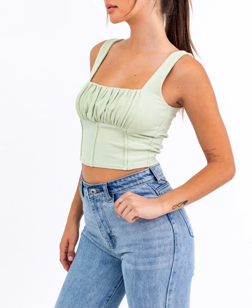 Sleeveless Peasant Crop Top