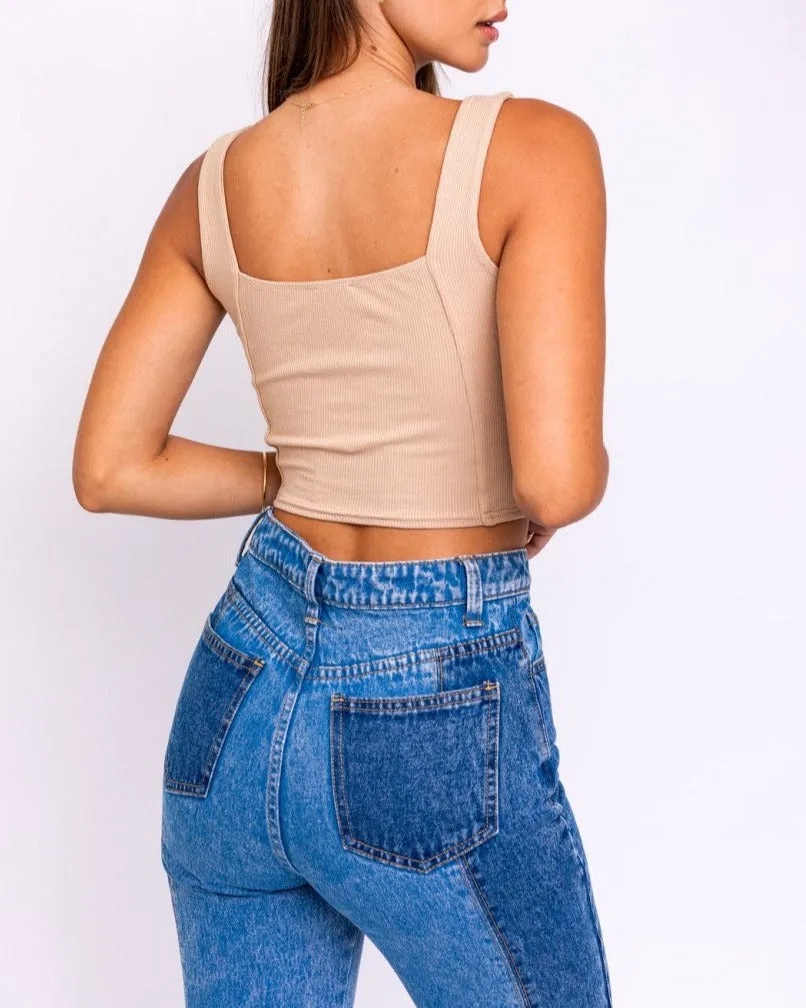 Sleeveless Peasant Crop Top