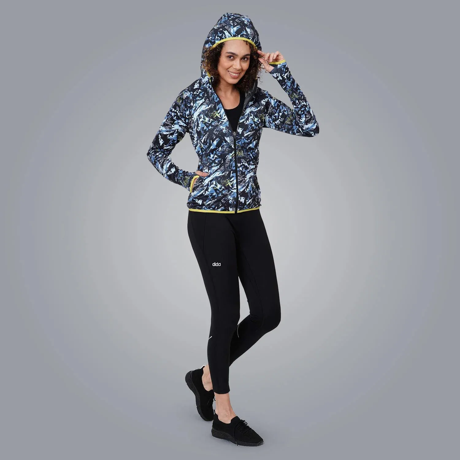 Stretchable Printed Training Jacket (Blue) - Women