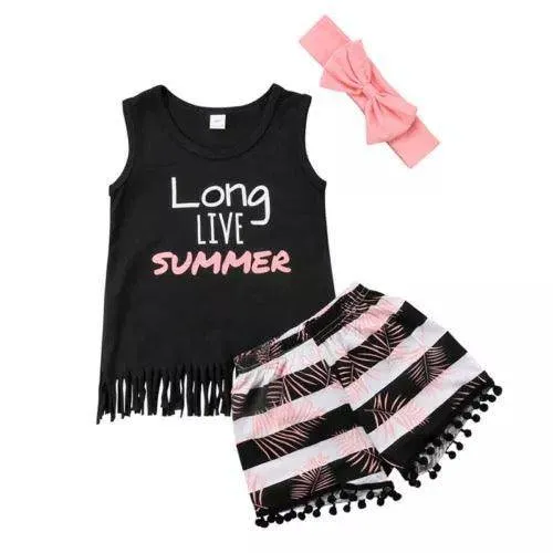 Summer Girls Sleeveless Tops Pants Outfit Sets Clothes